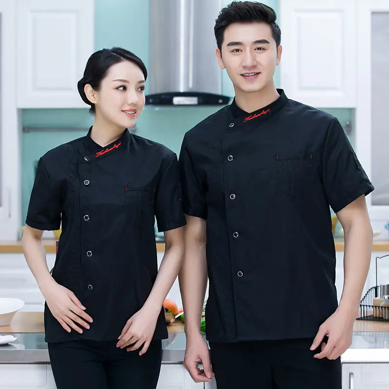 Short-Sleeved Chef Overalls for Kitchen Staff