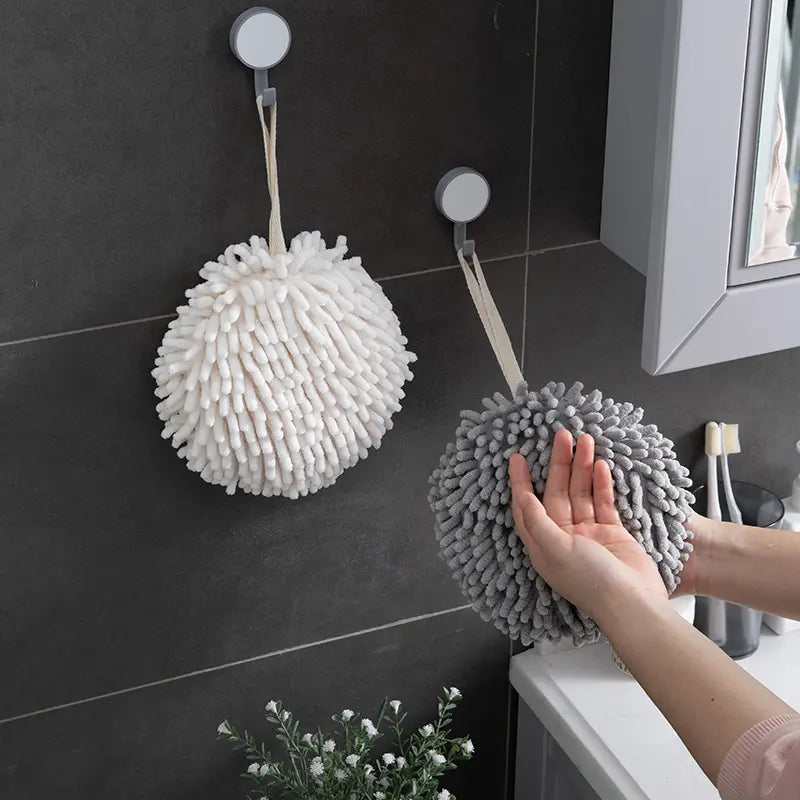 Fuzzy Ball Hand Towel - Quick-Drying Absorbent Accessory