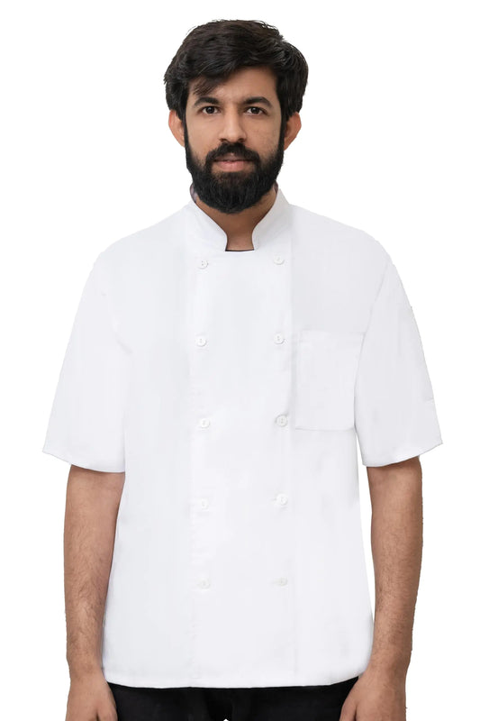 NexaKnit Chef Jacket/Chef Coat Short Sleeves (White Large)