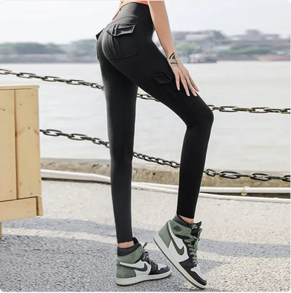 High Waist Pocketed Scrunch Leggings for Workout & Yoga